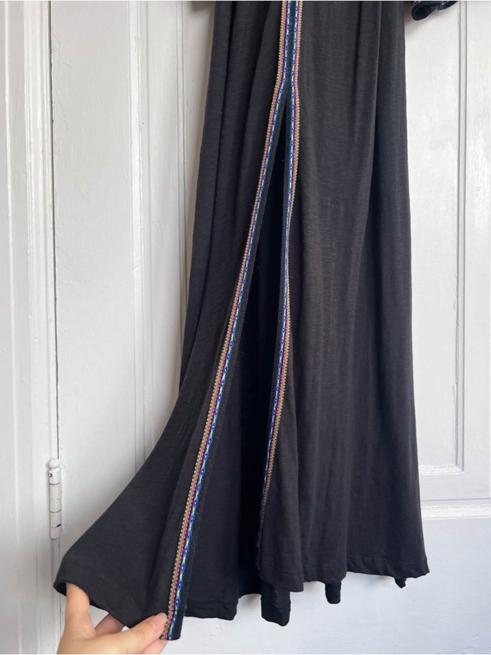 pitusa • Gypsy Dress black maxi kaftan cover up pom pom embroidered off shoulder - Picture 6 of 8